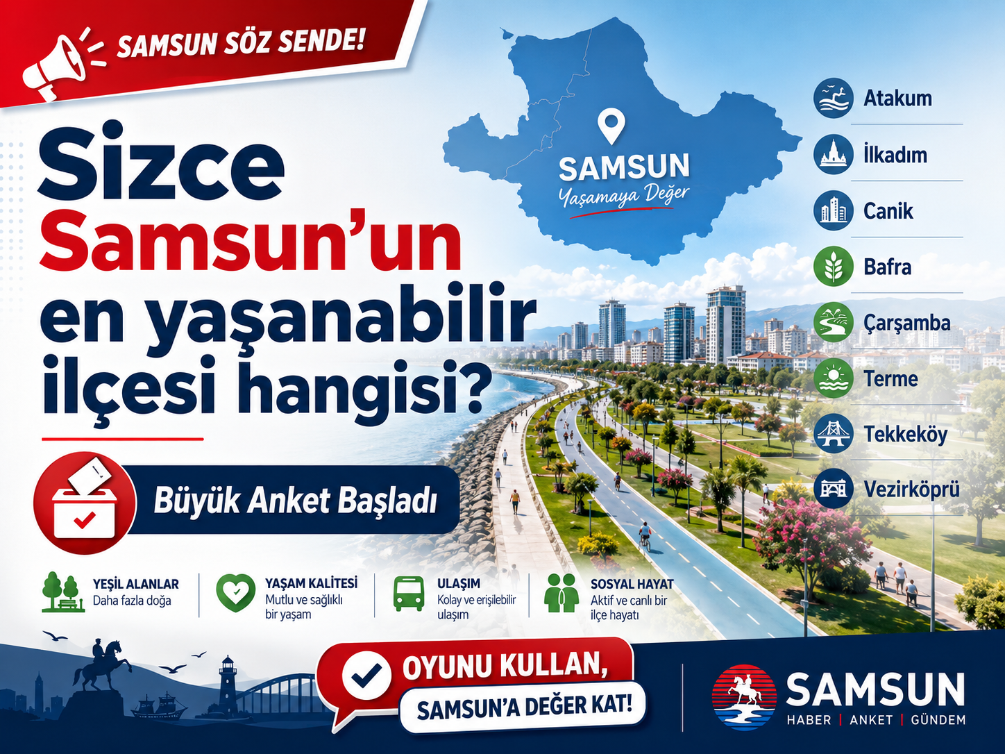 Sizce Samsun’un en yaşanabilir ilçesi hangisi?